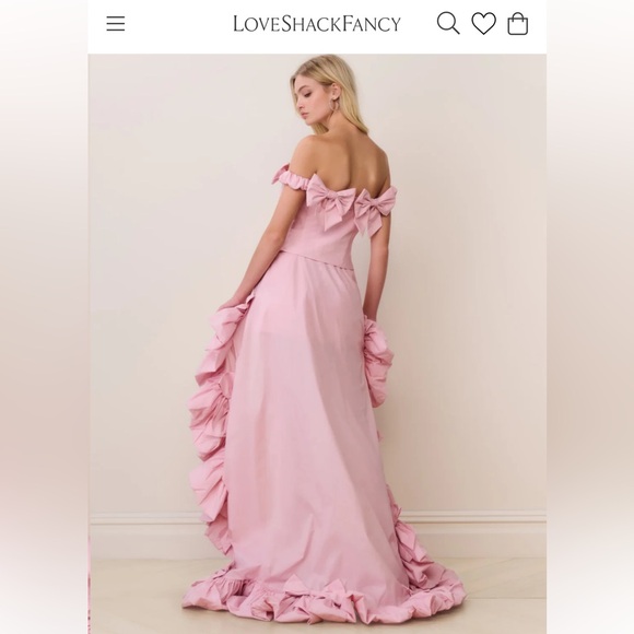 LoveShackFancy Olivera Taffeta Bow High-Low Skirt - Picture 5 of 17